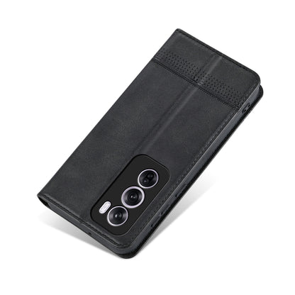 For OPPO Reno12 Pro Global AZNS Magnetic Calf Texture Flip Leather Phone Case(Black) - OPPO Cases by AZNS | Online Shopping UK | buy2fix