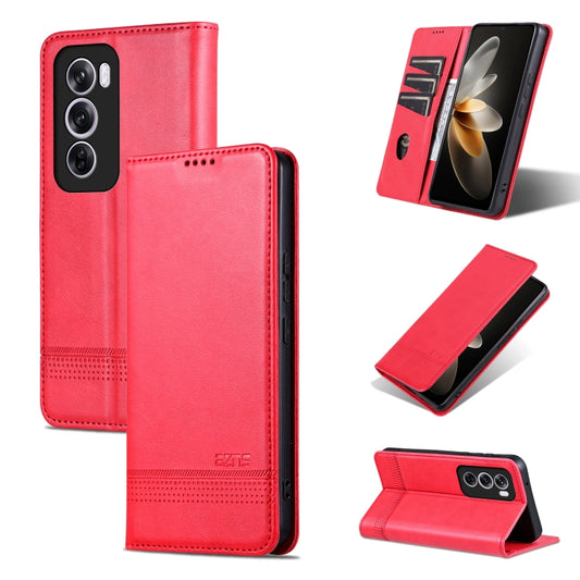 For OPPO Reno12 Pro Global AZNS Magnetic Calf Texture Flip Leather Phone Case(Red) - OPPO Cases by AZNS | Online Shopping UK | buy2fix