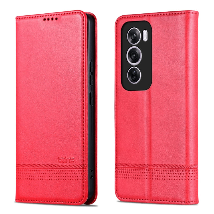 For OPPO Reno12 Pro Global AZNS Magnetic Calf Texture Flip Leather Phone Case(Red) - OPPO Cases by AZNS | Online Shopping UK | buy2fix