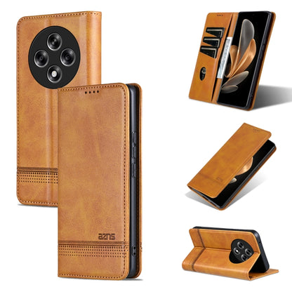 For OPPO Reno12 F 4G AZNS Magnetic Calf Texture Flip Leather Phone Case(Light Brown) - OPPO Cases by AZNS | Online Shopping UK | buy2fix