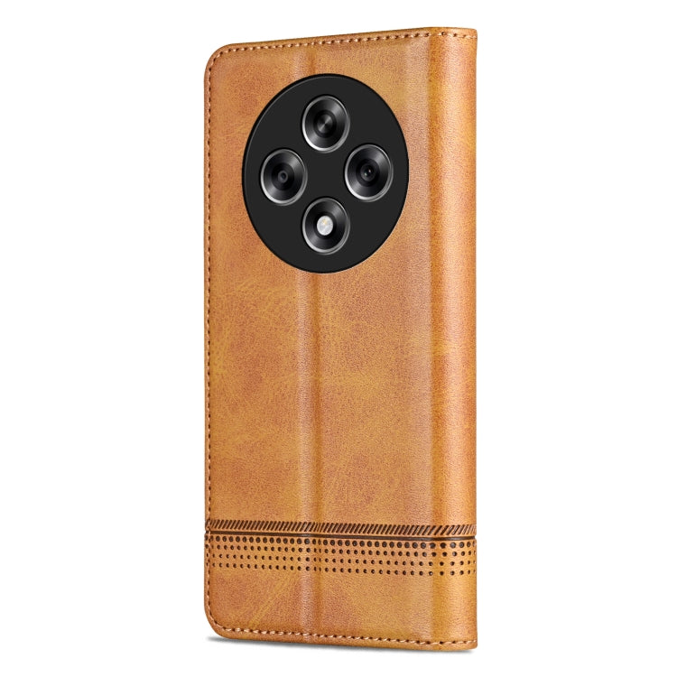 For OPPO Reno12 F 4G AZNS Magnetic Calf Texture Flip Leather Phone Case(Light Brown) - OPPO Cases by AZNS | Online Shopping UK | buy2fix