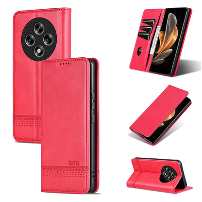 For OPPO Reno12 F 4G AZNS Magnetic Calf Texture Flip Leather Phone Case(Red) - OPPO Cases by AZNS | Online Shopping UK | buy2fix