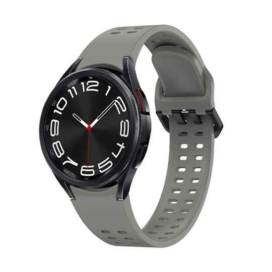 For Samsung Galaxy Watch 6 Double-row Hole Solid Color Silicone Watch Band(Grey)