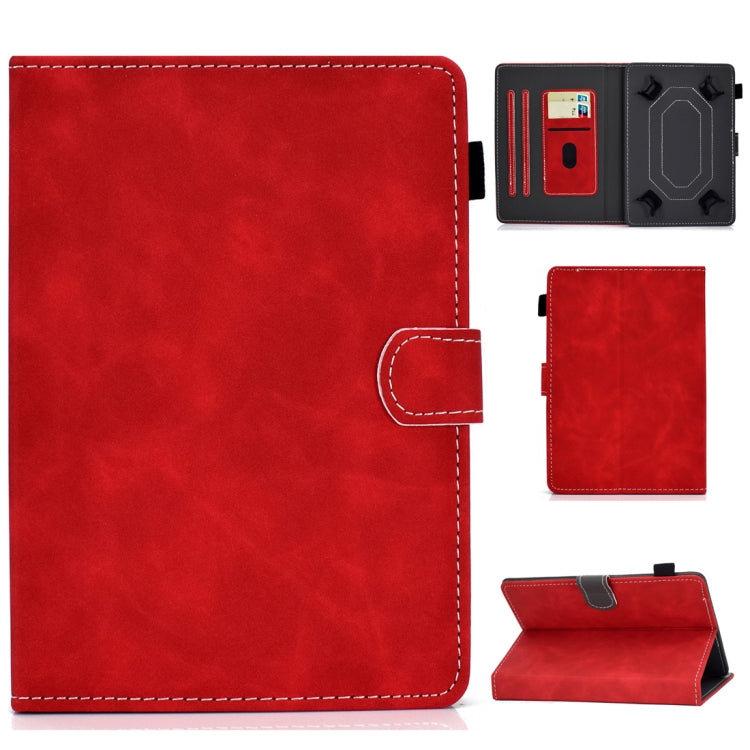 For 7 inch Tablet PC Universal Cowhide Texture Horizontal Flip Leather Case with Holder & Card Slots & Pen Slot(Red) - 7 inch by buy2fix | Online Shopping UK | buy2fix