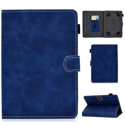 For 10 inch Tablet PC Universal Cowhide Texture Horizontal Flip Leather Case with Holder & Card Slots & Pen Slot(Blue) - 8 inch by buy2fix | Online Shopping UK | buy2fix