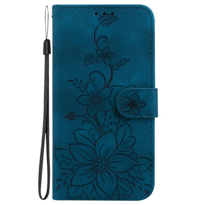 For Google Pixel 9 Pro Lily Embossed Leather Phone Case(Dark Blue) by buy2fix