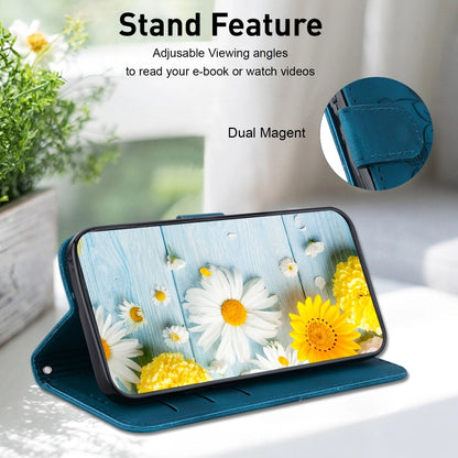 For Google Pixel 9 Pro Lily Embossed Leather Phone Case(Dark Blue) by buy2fix