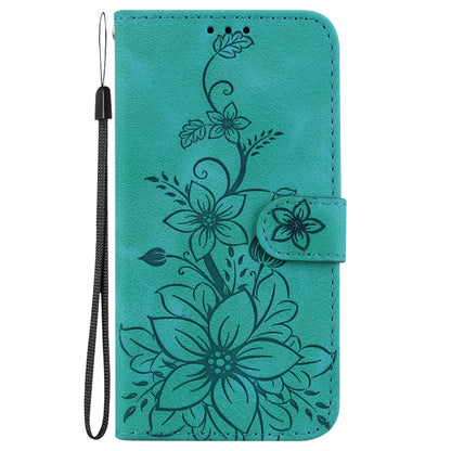 For Google Pixel 9 Lily Embossed Leather Phone Case(Green) by buy2fix
