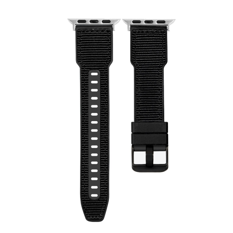 For Apple Watch Ultra 2 49mm Hybrid Braid Nylon Silicone Watch Band(Black) by buy2fix