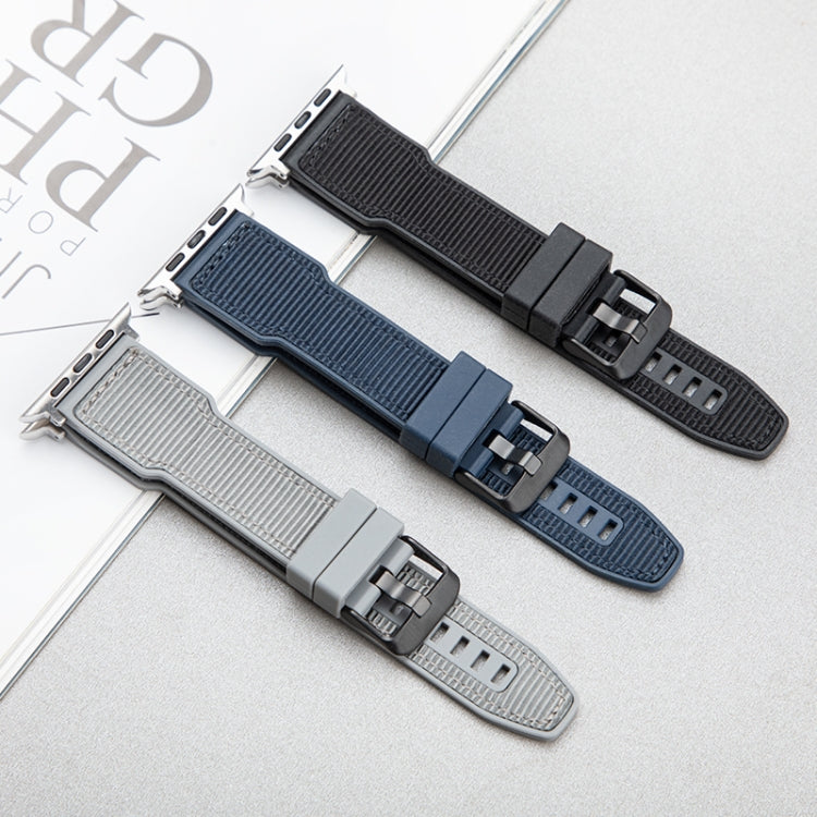 For Apple Watch Ultra 2 49mm Hybrid Braid Nylon Silicone Watch Band(Blue) by buy2fix