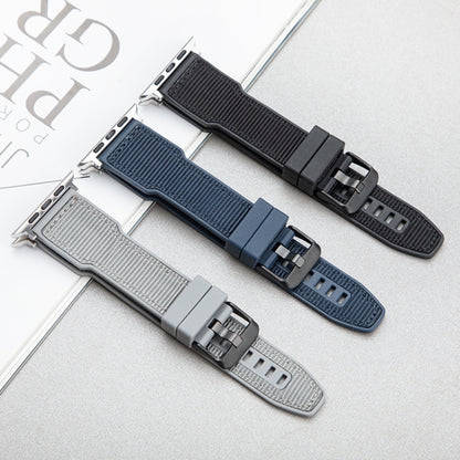 For Apple Watch Ultra 2 49mm Hybrid Braid Nylon Silicone Watch Band(Blue) by buy2fix