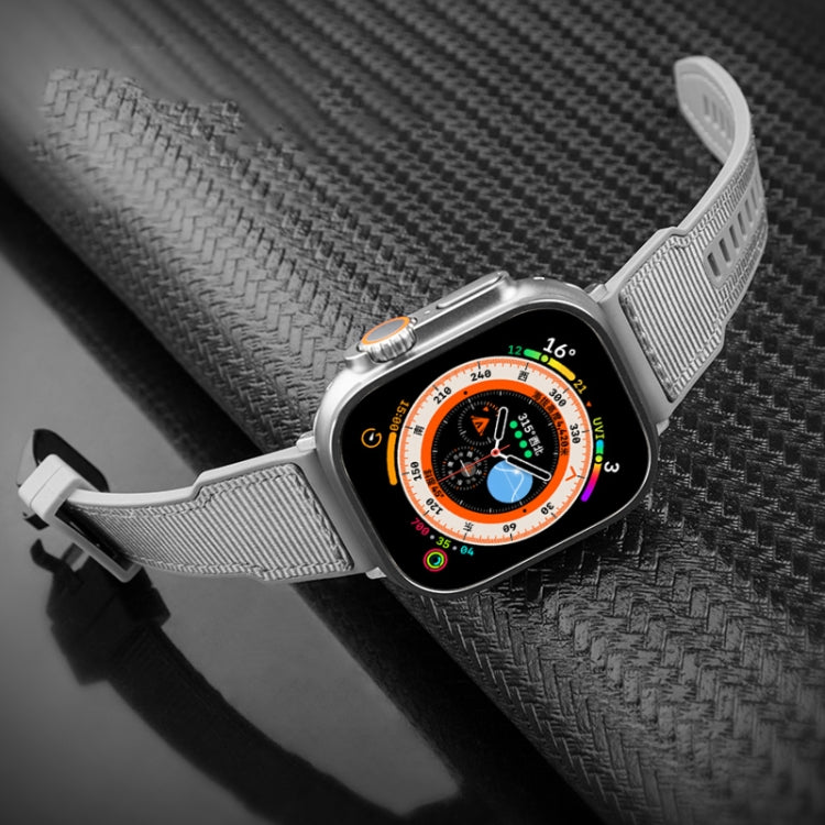 For Apple Watch Ultra 2 49mm Hybrid Braid Nylon Silicone Watch Band(Grey) by buy2fix