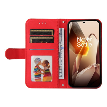 For OnePlus 13 Skin Feel Life Tree Metal Button Leather Phone Case(Red) - OnePlus Cases by buy2fix | Online Shopping UK | buy2fix