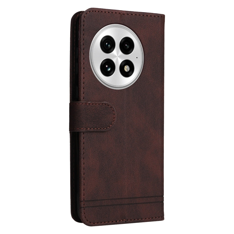 For OnePlus 13 Skin Feel Life Tree Metal Button Leather Phone Case(Brown) - OnePlus Cases by buy2fix | Online Shopping UK | buy2fix