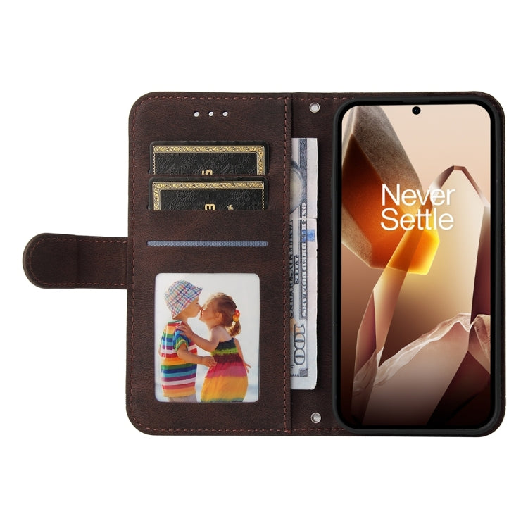 For OnePlus 13 Skin Feel Life Tree Metal Button Leather Phone Case(Brown) - OnePlus Cases by buy2fix | Online Shopping UK | buy2fix
