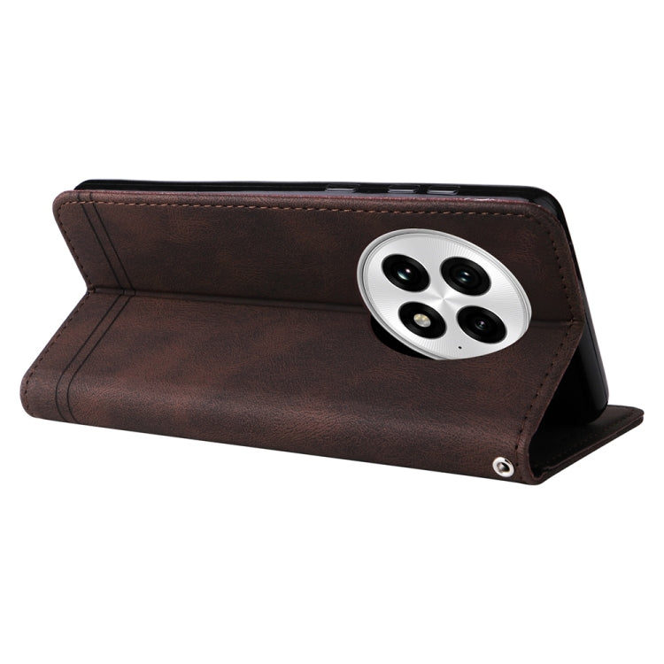 For OnePlus 13 Skin Feel Life Tree Metal Button Leather Phone Case(Brown) - OnePlus Cases by buy2fix | Online Shopping UK | buy2fix