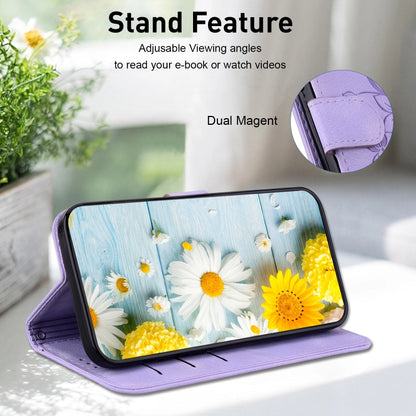 For iPhone 16e Lily Embossed Leather Phone Case(Purple) by buy2fix