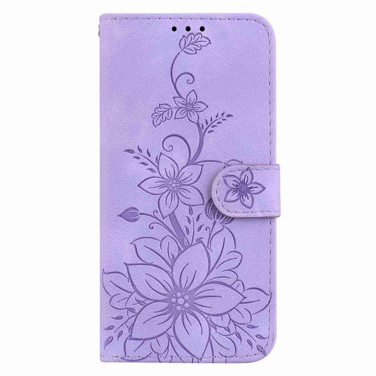 For iPhone Air Lily Embossed Leather Phone Case(Purple) - iPhone Air Cases by buy2fix | Online Shopping UK | buy2fix