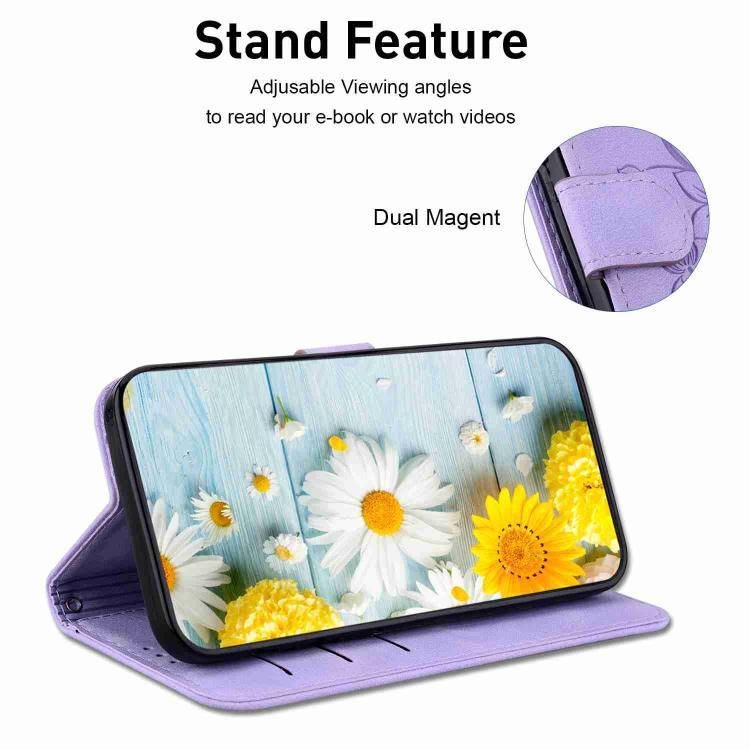 For iPhone Air Lily Embossed Leather Phone Case(Purple) - iPhone Air Cases by buy2fix | Online Shopping UK | buy2fix