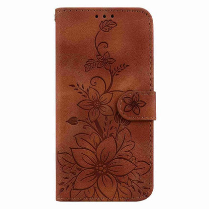 For iPhone Air Lily Embossed Leather Phone Case(Brown) - iPhone Air Cases by buy2fix | Online Shopping UK | buy2fix