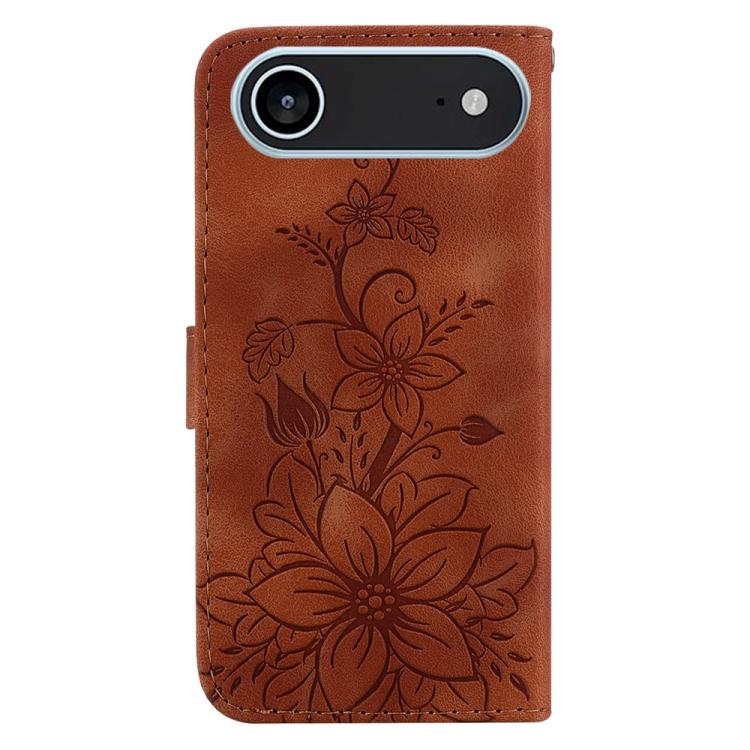 For iPhone Air Lily Embossed Leather Phone Case(Brown) - iPhone Air Cases by buy2fix | Online Shopping UK | buy2fix