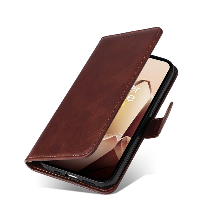 For OnePlus 13 Classic Calf Texture Flip Leather Phone Case(Brown) - OnePlus Cases by buy2fix | Online Shopping UK | buy2fix