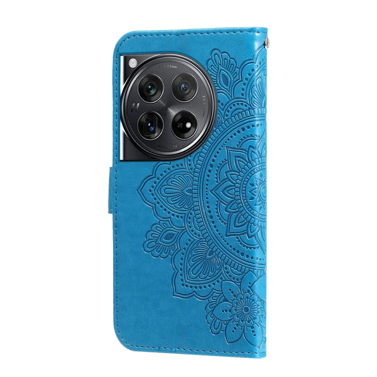 For OnePlus 12 Seven-petal Flowers Embossing Leather Phone Case(Blue) by buy2fix
