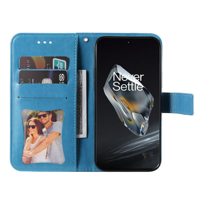 For OnePlus 12 Seven-petal Flowers Embossing Leather Phone Case(Blue) by buy2fix