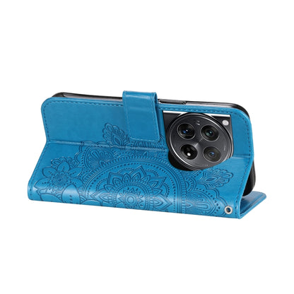 For OnePlus 12 Seven-petal Flowers Embossing Leather Phone Case(Blue) by buy2fix