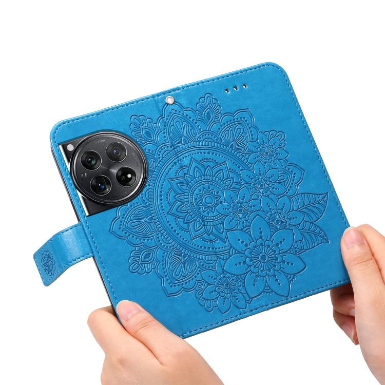 For OnePlus 12 Seven-petal Flowers Embossing Leather Phone Case(Blue) by buy2fix