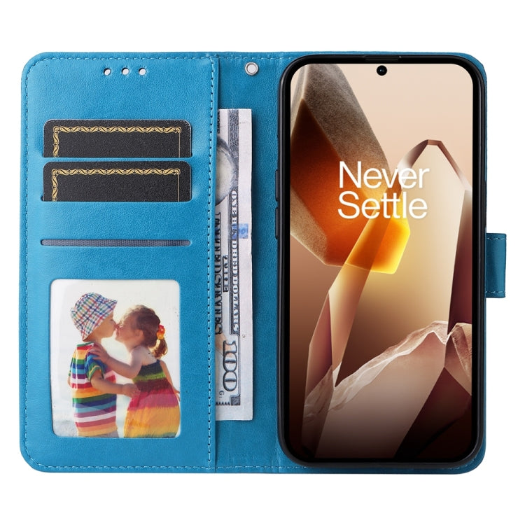 For OnePlus 13 Embossed Sunflower Leather Phone Case(Blue) - OnePlus Cases by buy2fix | Online Shopping UK | buy2fix