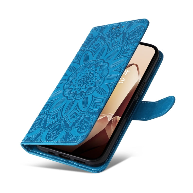 For OnePlus 13 Embossed Sunflower Leather Phone Case(Blue) - OnePlus Cases by buy2fix | Online Shopping UK | buy2fix