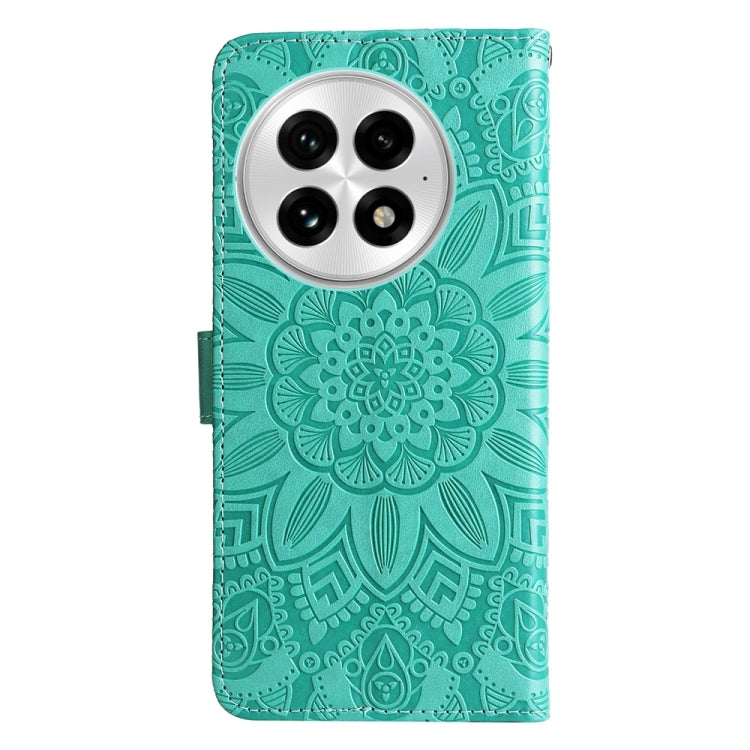 For OnePlus 13 Embossed Sunflower Leather Phone Case(Green) - OnePlus Cases by buy2fix | Online Shopping UK | buy2fix