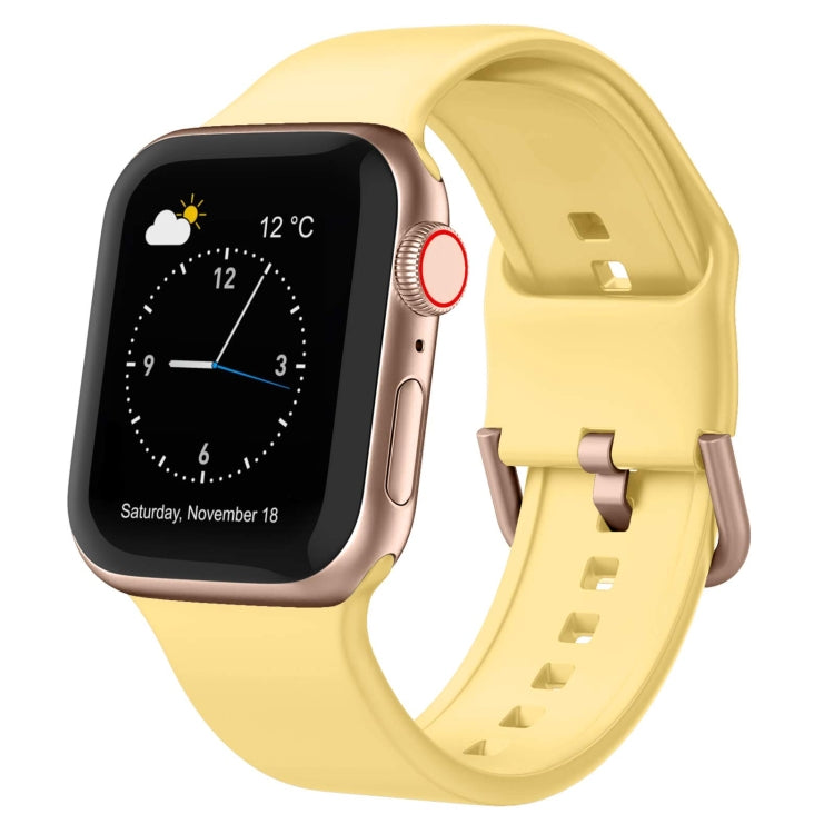 For Apple Watch Series 8 41mm Pin Buckle Silicone Watch Band(Yellow) by buy2fix
