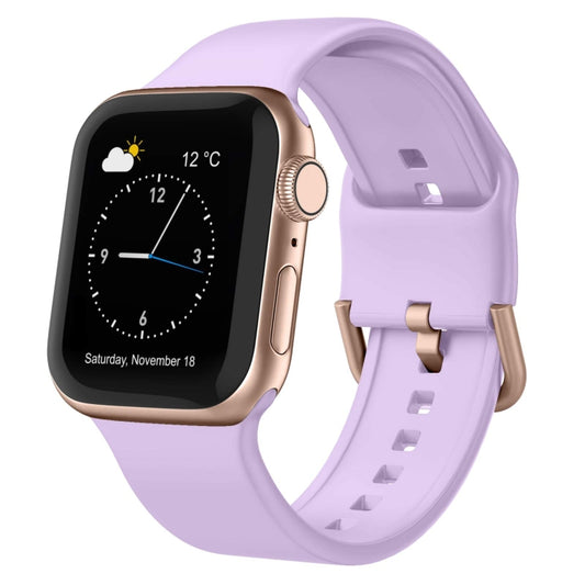 For Apple Watch Series 8 41mm Pin Buckle Silicone Watch Band(Lavender) by buy2fix
