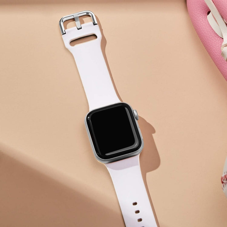 For Apple Watch SE 2022 44mm Pin Buckle Silicone Watch Band(White) by buy2fix