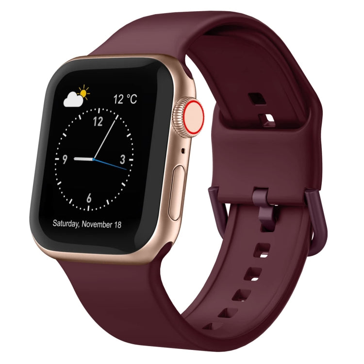For Apple Watch SE 2022 44mm Pin Buckle Silicone Watch Band(Wine Red) by buy2fix