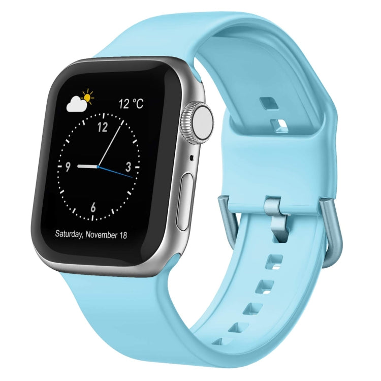 For Apple Watch Series 7 41mm Pin Buckle Silicone Watch Band(Light Blue) by buy2fix