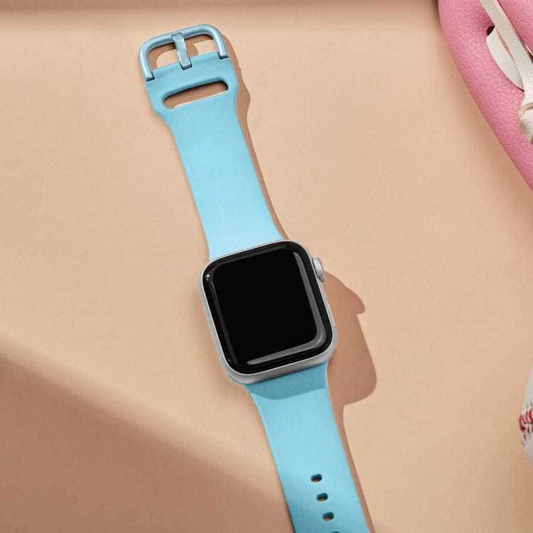 For Apple Watch Series 7 41mm Pin Buckle Silicone Watch Band(Light Blue) by buy2fix