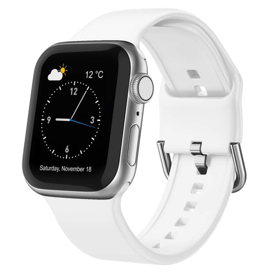 For Apple Watch SE 40mm Pin Buckle Silicone Watch Band(White) by buy2fix