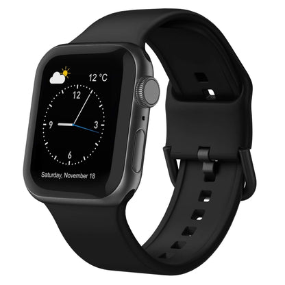 For Apple Watch SE 44mm Pin Buckle Silicone Watch Band(Black) by buy2fix