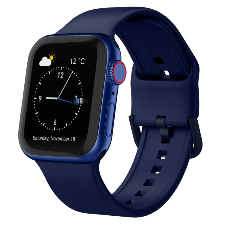 For Apple Watch SE 44mm Pin Buckle Silicone Watch Band(Midnight Blue) by buy2fix