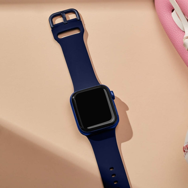 For Apple Watch SE 44mm Pin Buckle Silicone Watch Band(Midnight Blue) by buy2fix