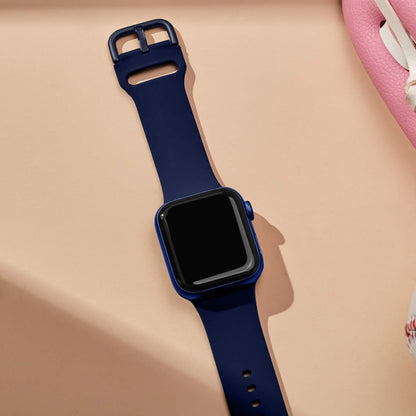 For Apple Watch SE 44mm Pin Buckle Silicone Watch Band(Midnight Blue) by buy2fix