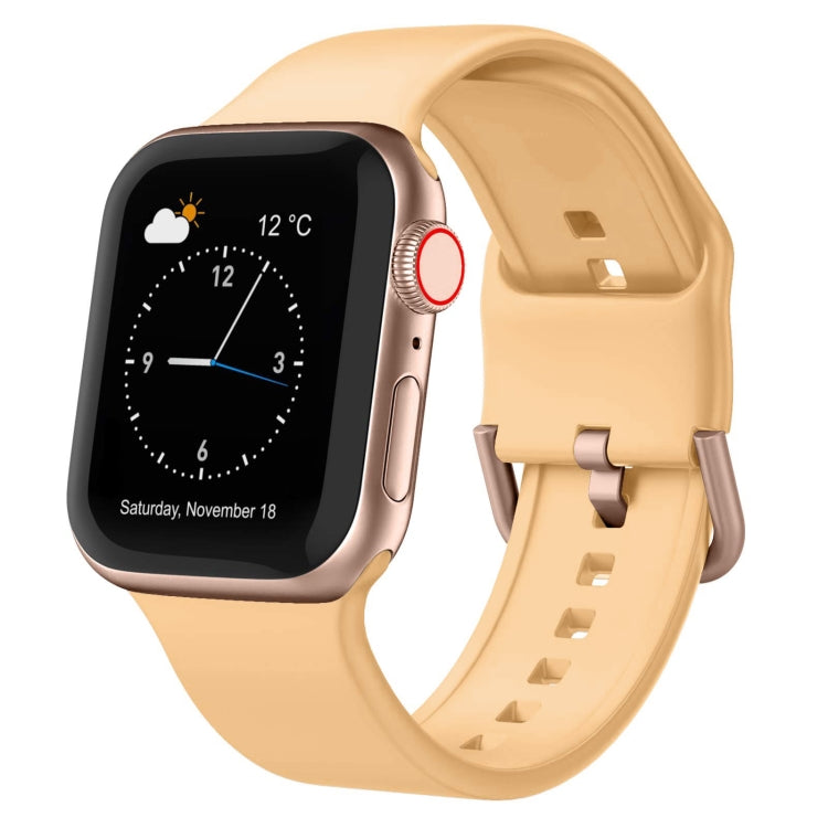 For Apple Watch Series 6 40mm Pin Buckle Silicone Watch Band(Light Orange) by buy2fix