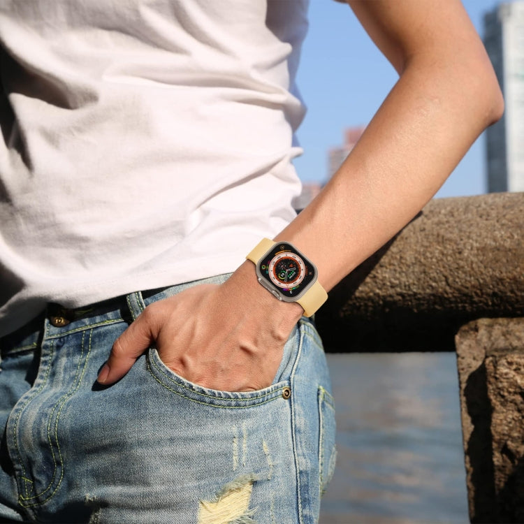 For Apple Watch Series 6 40mm Pin Buckle Silicone Watch Band(Light Orange) by buy2fix