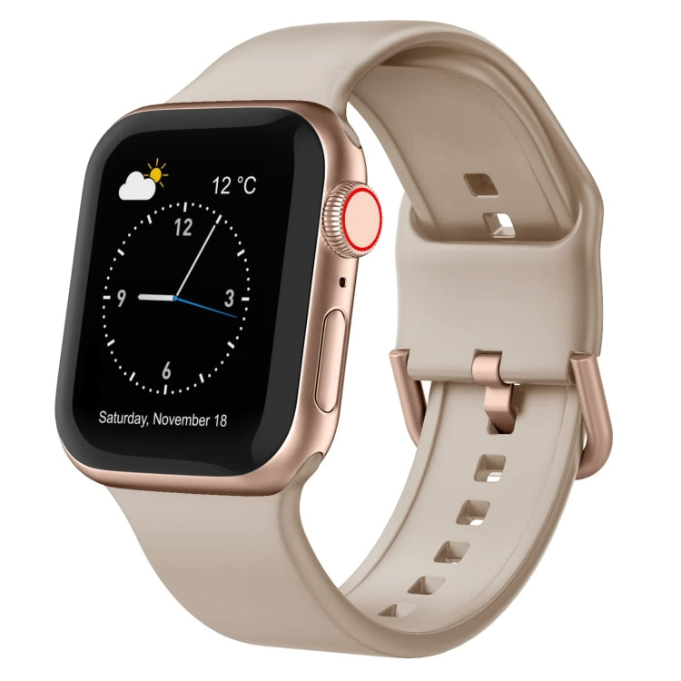 For Apple Watch Series 4 44mm Pin Buckle Silicone Watch Band(Milk Tea) by buy2fix