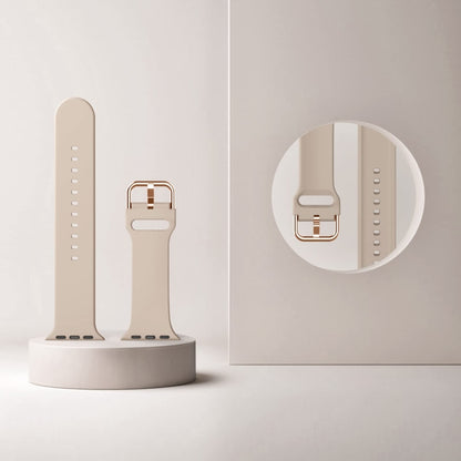 For Apple Watch Series 3 38mm Pin Buckle Silicone Watch Band(Milk Tea) by buy2fix