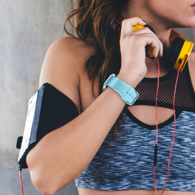 For Apple Watch Series 3 38mm Pin Buckle Silicone Watch Band(Light Blue) by buy2fix