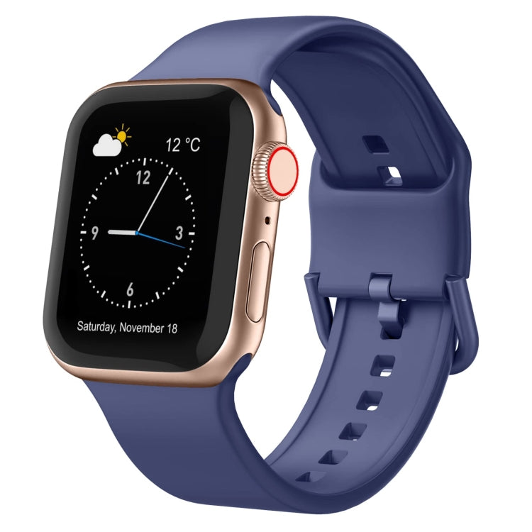 For Apple Watch Series 3 38mm Pin Buckle Silicone Watch Band(Violet Gray) by buy2fix